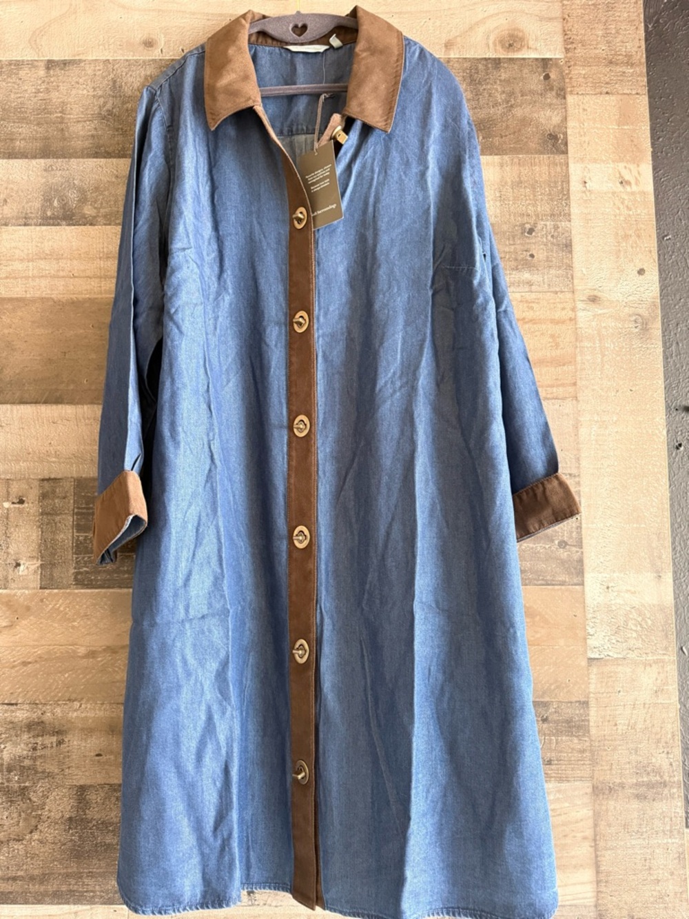 Soft Surroundings Blue Dress with Brown Trim - Picture 5 of 12